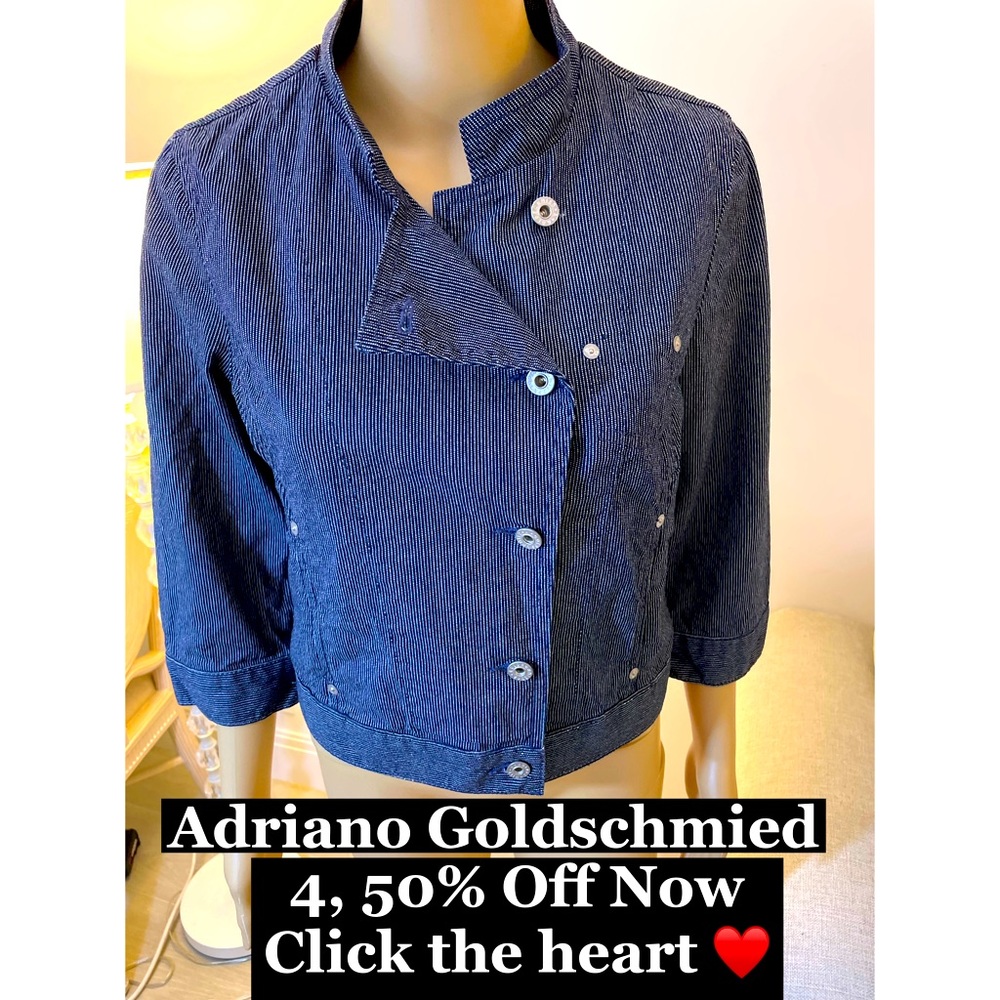 Adriano Goldschmied Pin Striped Moto Style Jean Jacket Sz S New